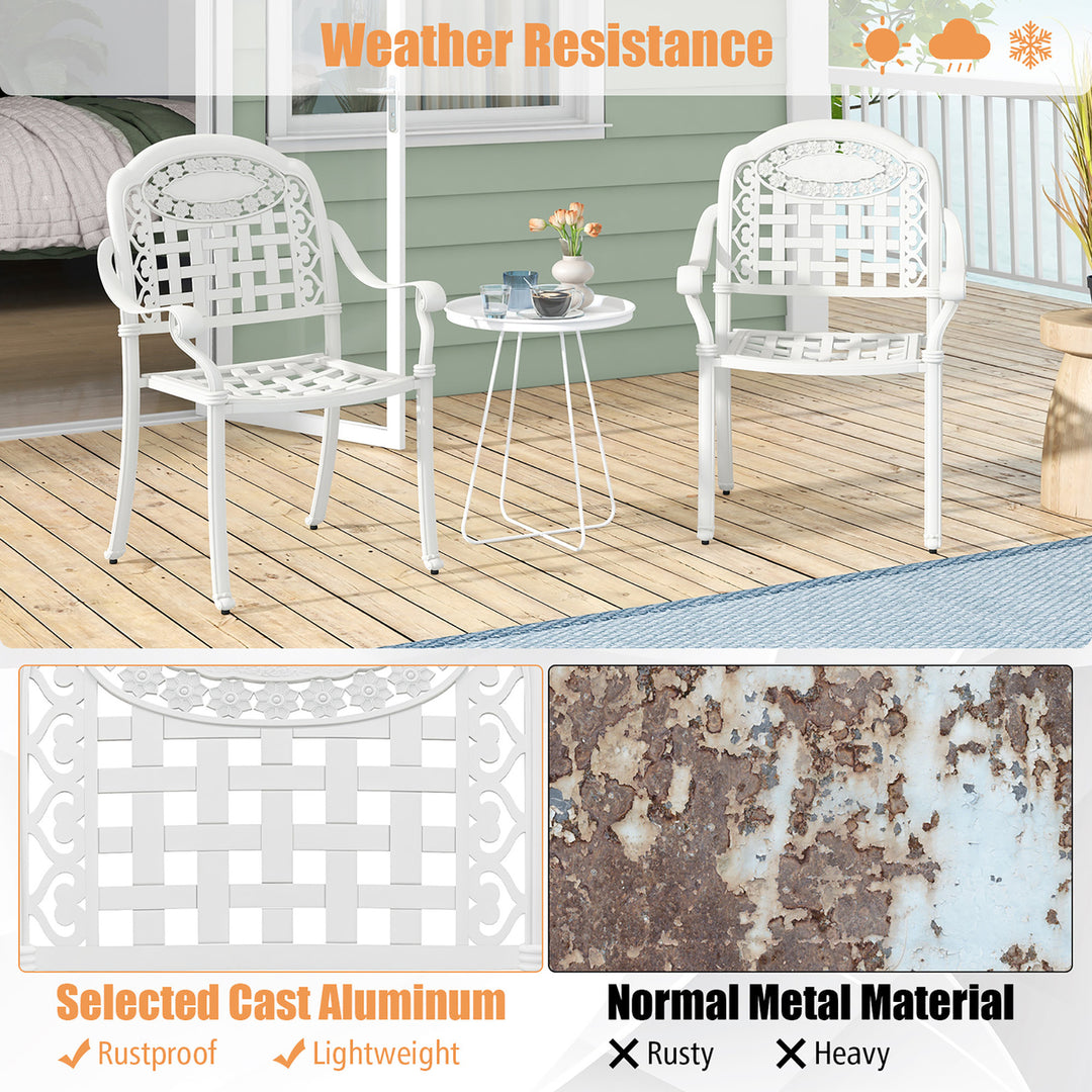 4 Pieces Cast aluminum patio chair bistro dining chair outdoor cast aluminum chair Image 9