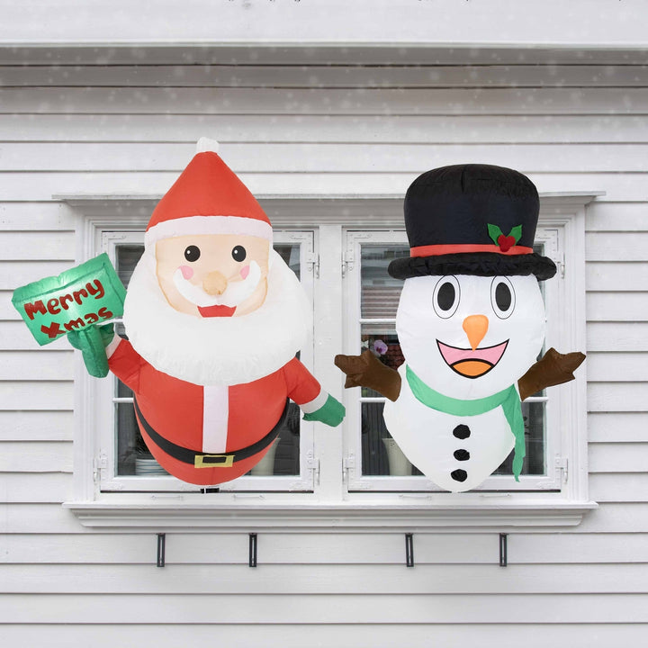 Sunnydaze Santa and Frosty Window Christmas Inflatable with LED Lights Image 2