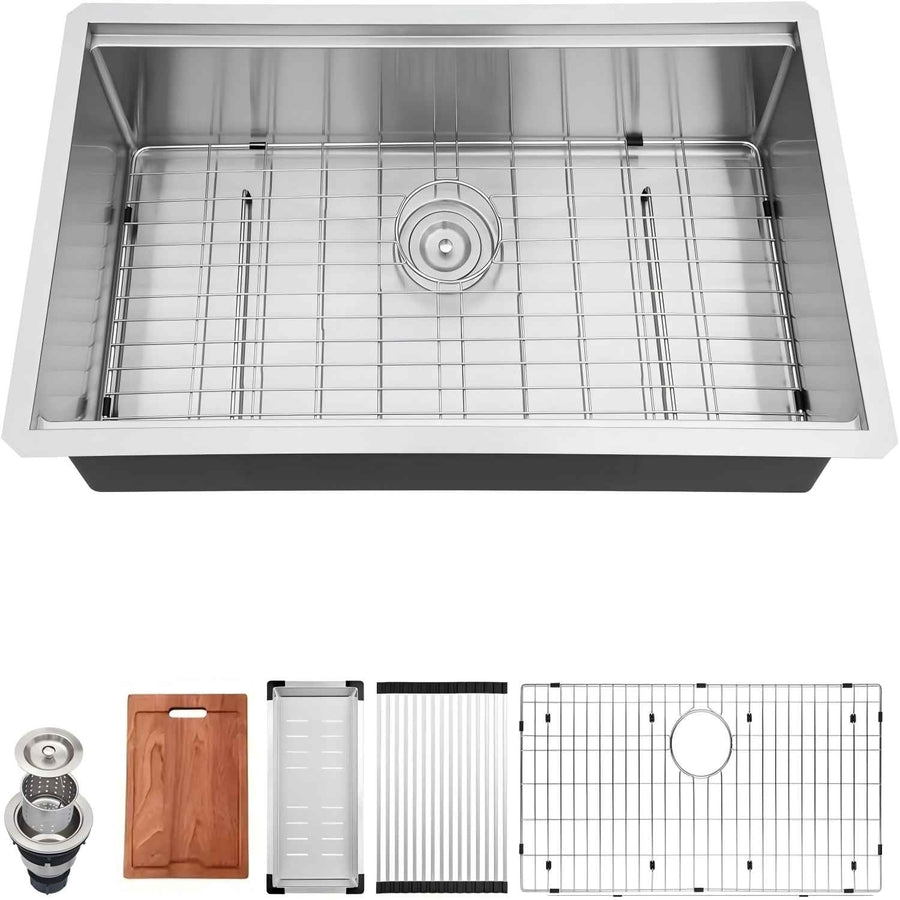 Bronstarz 30x19 Undermount Kitchen Sink 304 Stainless Steel 16 Gauge Workstation Image 1