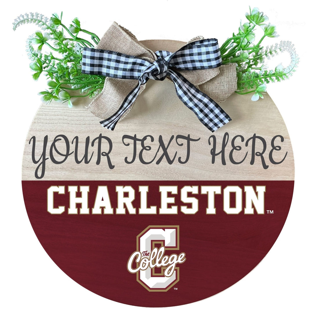 College of Charleston Customizable Wooden Wreath Welcome Sign Officially Licensed Collegiate Product Image 1