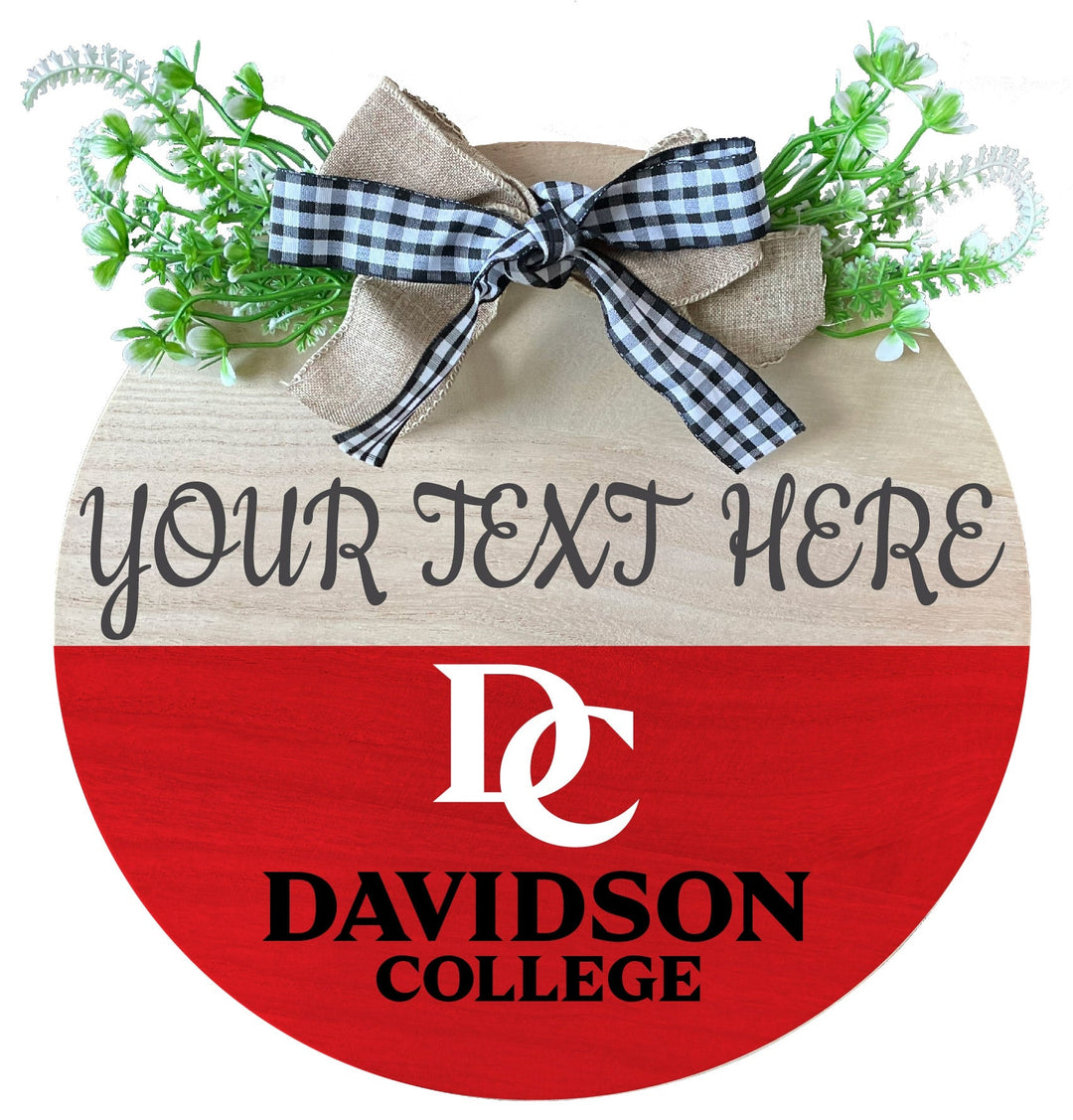 Davidson College Customizable Wooden Wreath Welcome Sign Officially Licensed Collegiate Product Image 1