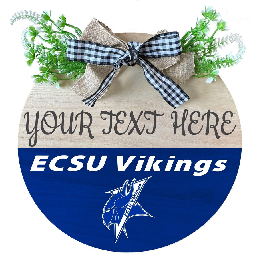 Elizabeth City State University Customizable Wooden Wreath Welcome Sign Officially Licensed Collegiate Product Image 1