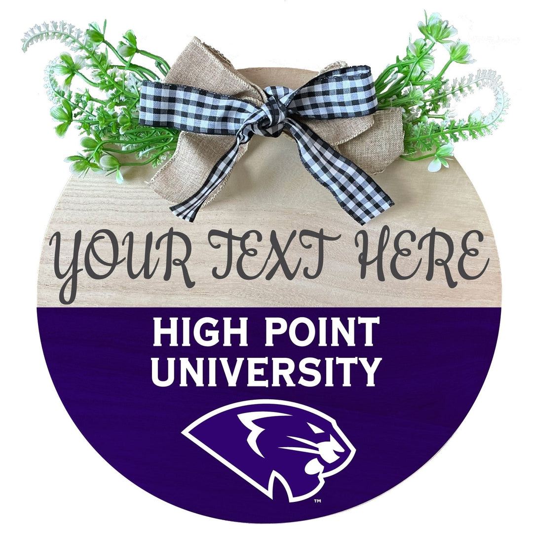 High Point University Customizable Wooden Wreath Welcome Sign Officially Licensed Collegiate Product Image 1