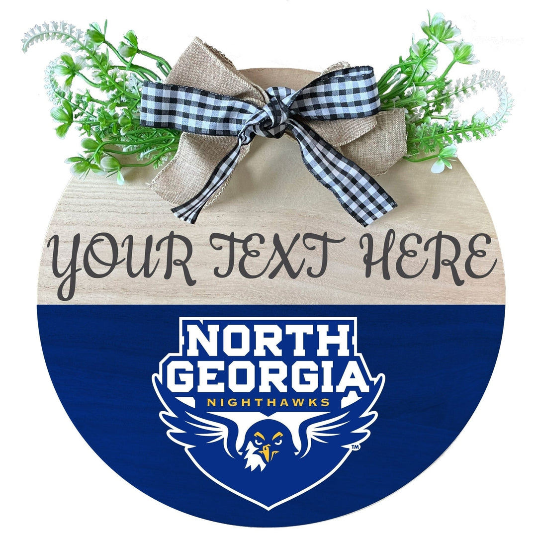 North Georgia Nighhawks Customizable Wooden Wreath Welcome Sign Officially Licensed Collegiate Product Image 1