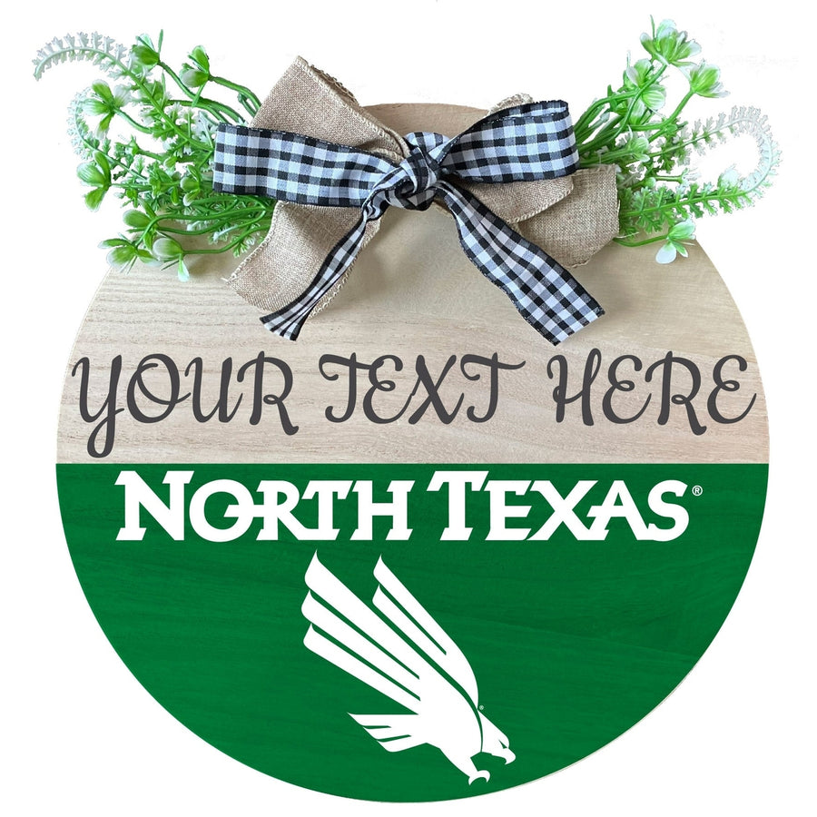 North Texas Customizable Wooden Wreath Welcome Sign Officially Licensed Collegiate Product Image 1