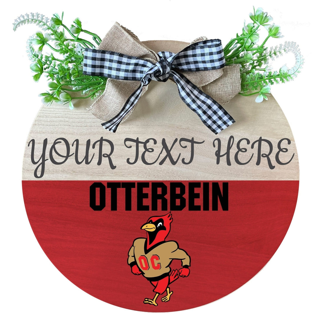 Otterbein University Customizable Wooden Wreath Welcome Sign Officially Licensed Collegiate Product Image 1