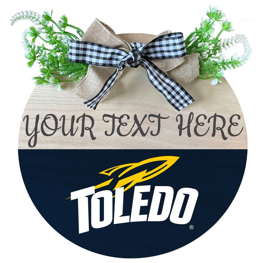 Toledo Rockets Customizable Wooden Wreath Welcome Sign Officially Licensed Collegiate Product Image 1