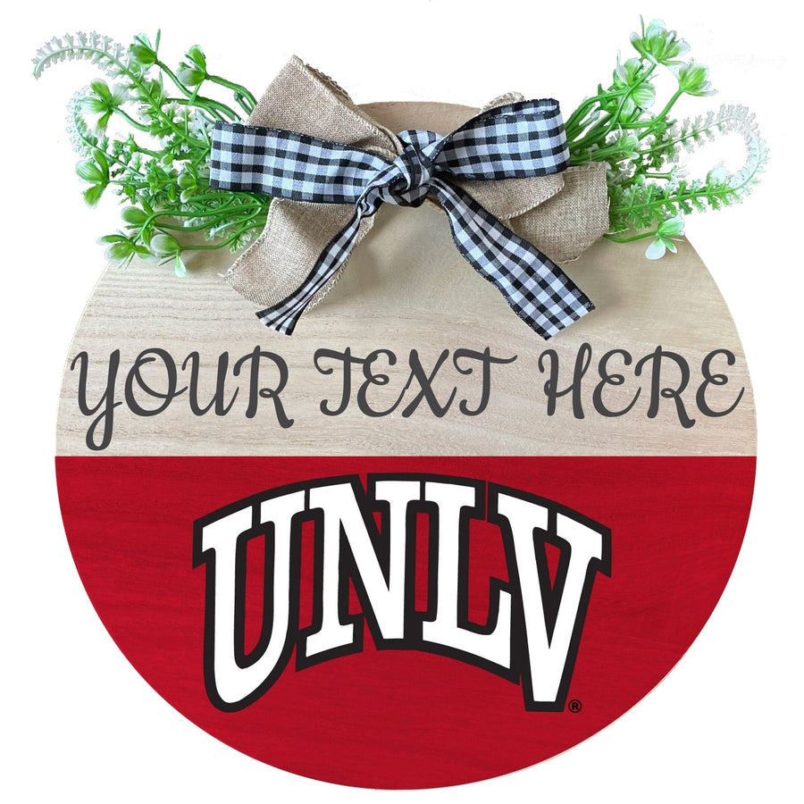 UNLV Rebels Customizable Wooden Wreath Welcome Sign Officially Licensed Collegiate Product Image 1