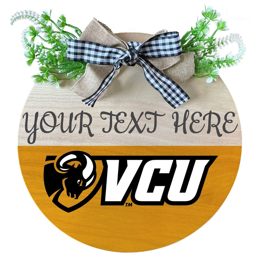 Virginia Commonwealth Customizable Wooden Wreath Welcome Sign Officially Licensed Collegiate Product Image 1