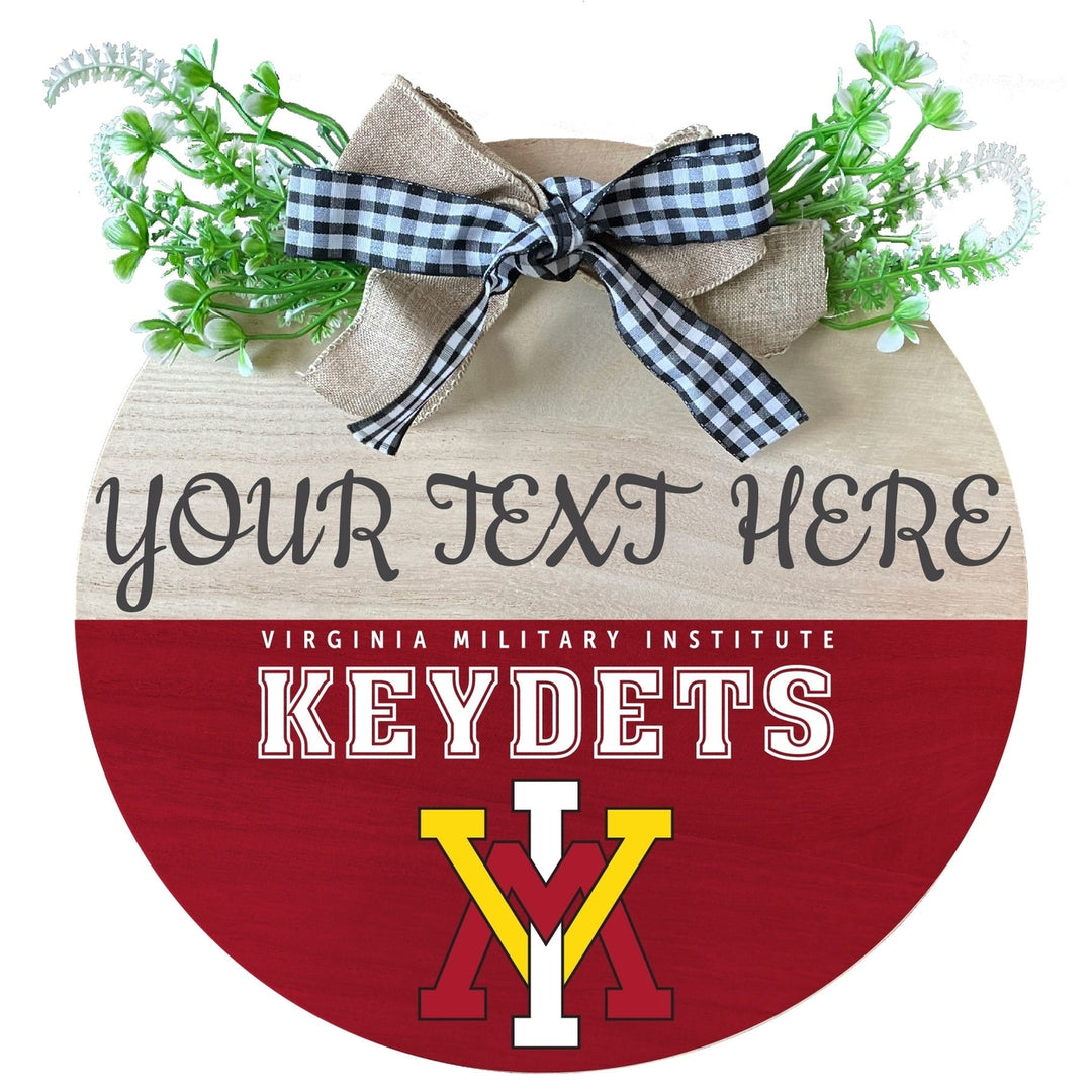 VMI Keydets Customizable Wooden Wreath Welcome Sign Officially Licensed Collegiate Product Image 1