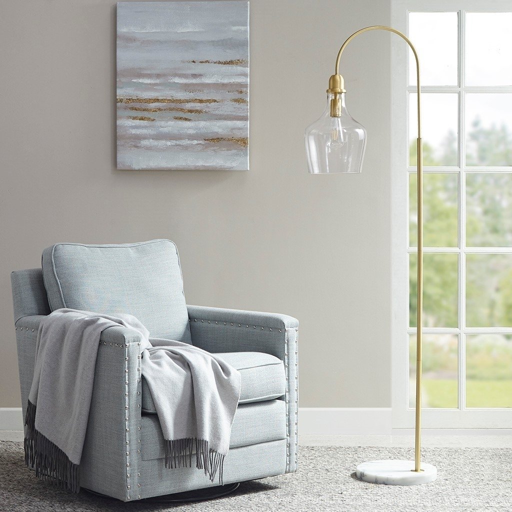 Gracie Mills Leanne Modern Arched Floor Lamp with Marble Base - GRACE-12835 Image 6