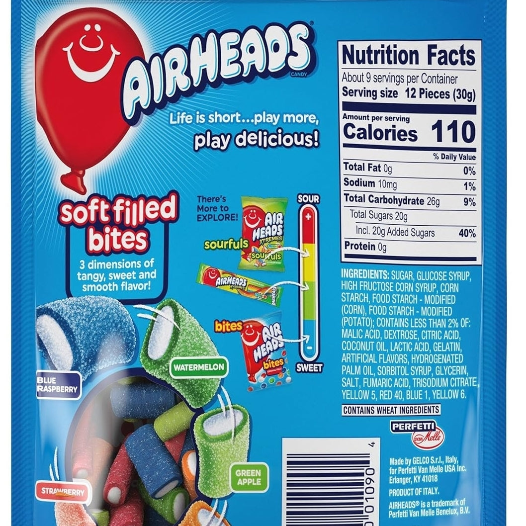 Airheads Candy Soft Filled Bites Assorted Fruit Flavors 9oz Bag 12 Count Image 4