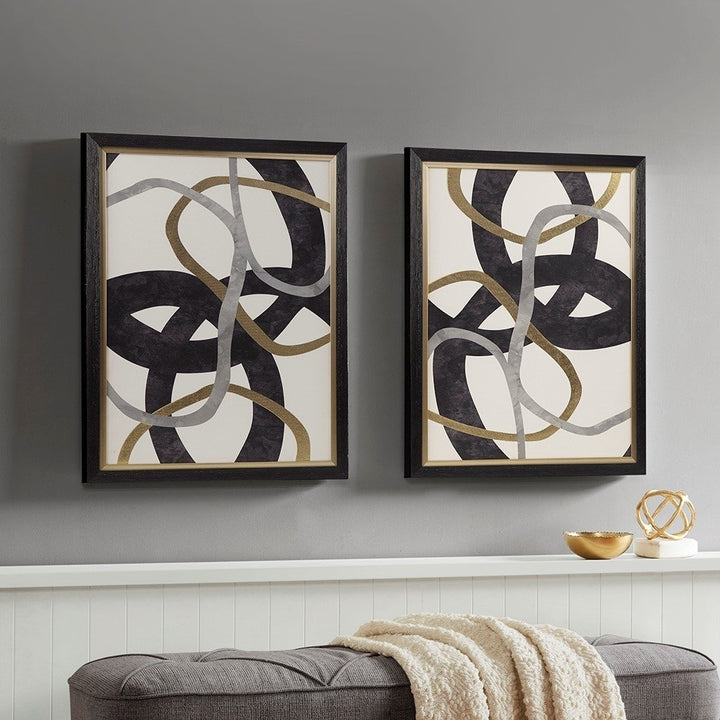 Gracie Mills Gilded Elegance Abstract Canvas Wall Art Set Framed 2-Piece GRACE-14291 Image 4