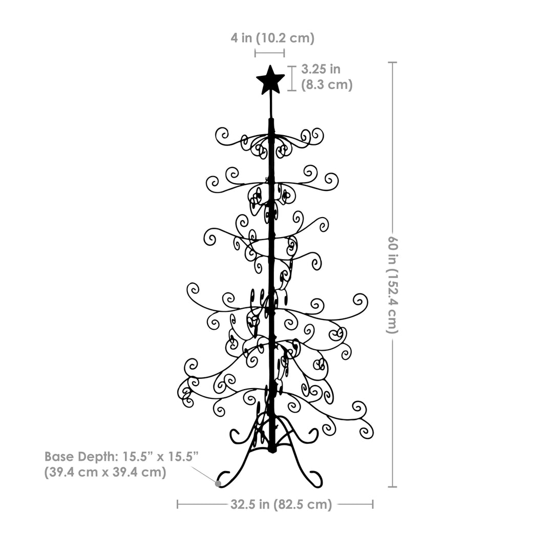 Sunnydaze Noelle Indoor Black Metal Christmas Ornament Tree - 5 ft Image 6