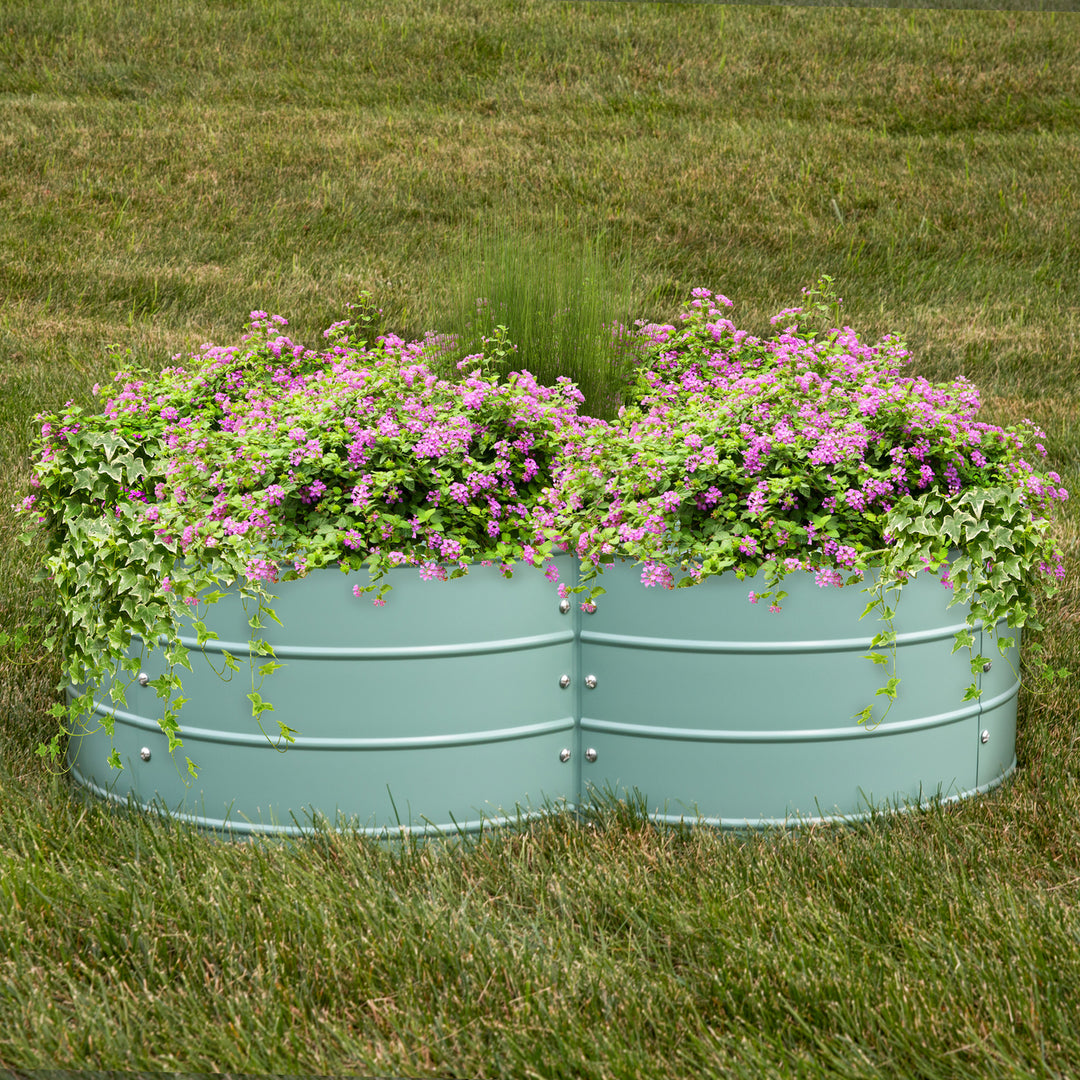 Sunnydaze 4-Leaf Clover-Shaped Galvanized Steel Raised Planter Bed - Green Image 3