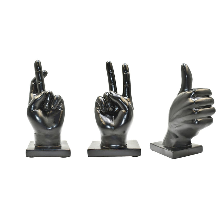 Adam and Friends Fingers Crossed, Peace Sign, Thumbs Up Sculpture 3-Piece Image 1