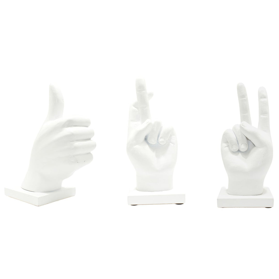 Adam and Friends Fingers Crossed, Peace Sign, Thumbs Up Sculpture 3-Piece Image 1