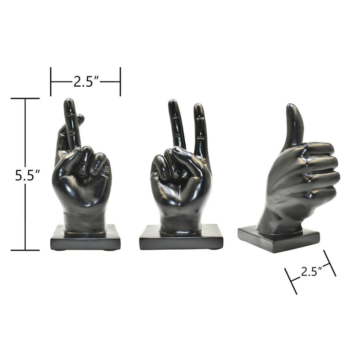 Adam and Friends Fingers Crossed, Peace Sign, Thumbs Up Sculpture 3-Piece Image 11