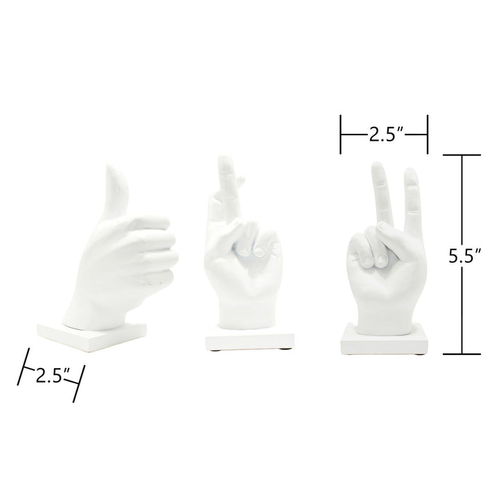 Adam and Friends Fingers Crossed, Peace Sign, Thumbs Up Sculpture 3-Piece Image 12