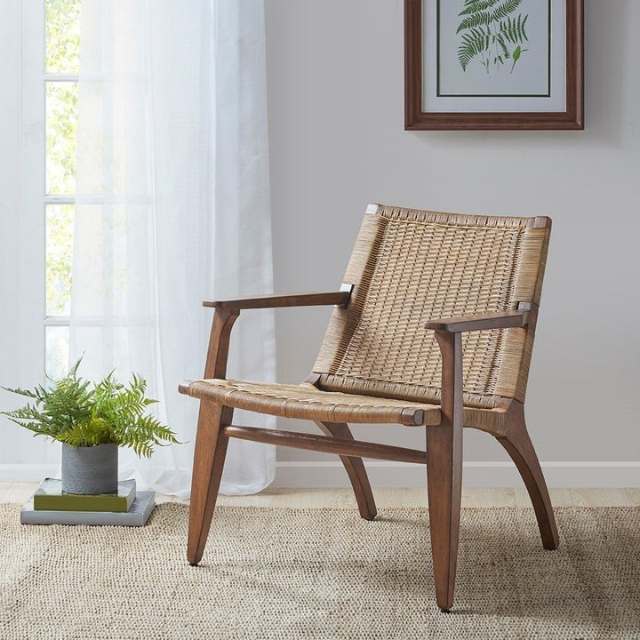 Gracie Mills Irwin Rattan Accent Chair with Mahogany Wood Frame - GRACE-13645 Image 3