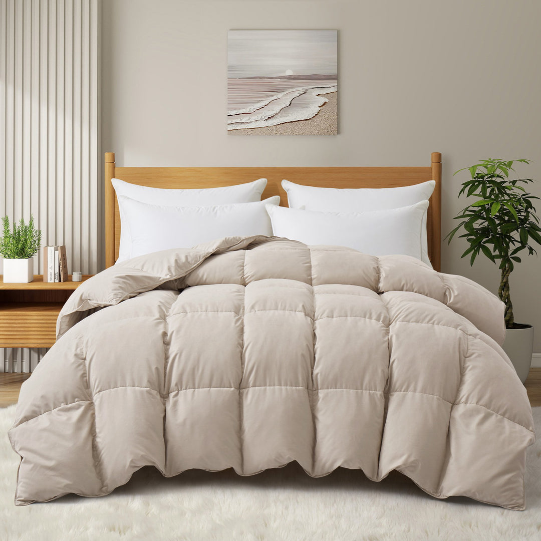 Puredown Winter Down Comforter Heavyweight Quilted Ultra Soft Twin Full King Image 2