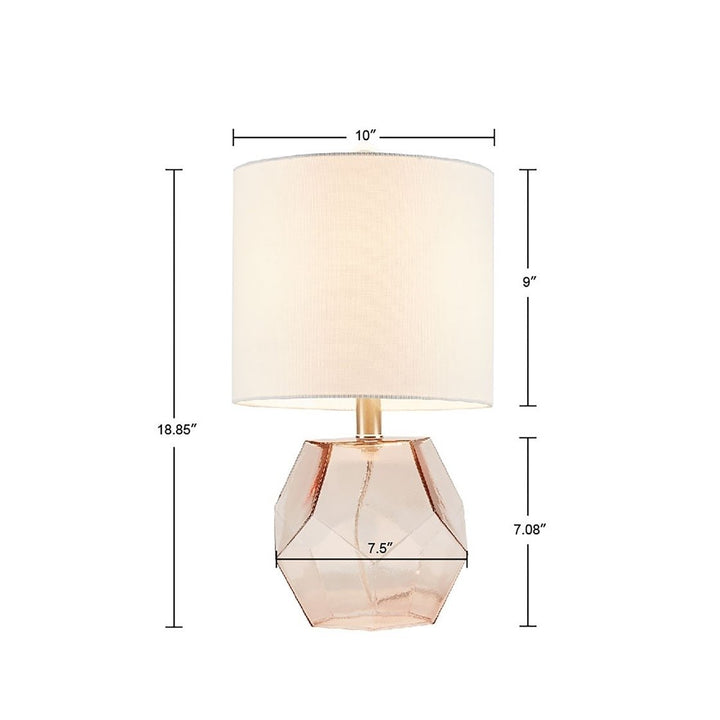 Gracie Mills Estes Elegant Pink Geometric Glass Table Lamp with White Shade - GRACE-12850 Image 5