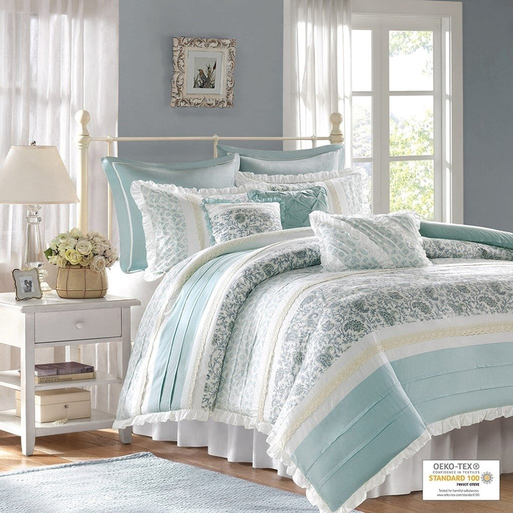 Gracie Mills Singleton 9-Piece Cotton Percale Duvet Cover Set Shabby Farmhouse - GRACE-88 Image 2