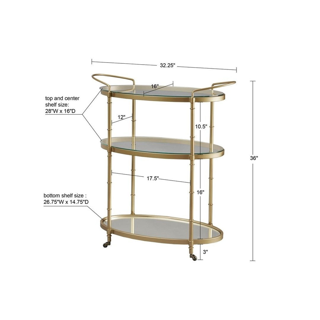 Gracie Mills Virginia Chic Rolling Beverage Cart with Glass Shelves - GRACE-6661 Image 4