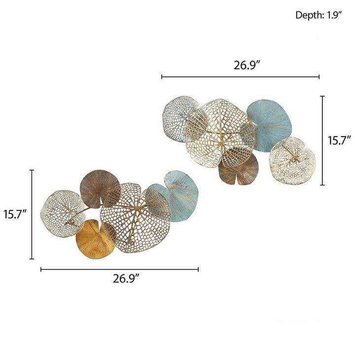 Gracie Mills Snyder Whimsical Lily Pad Leaves 2-Piece Metal Wall Art Set - GRACE-12777 Image 4