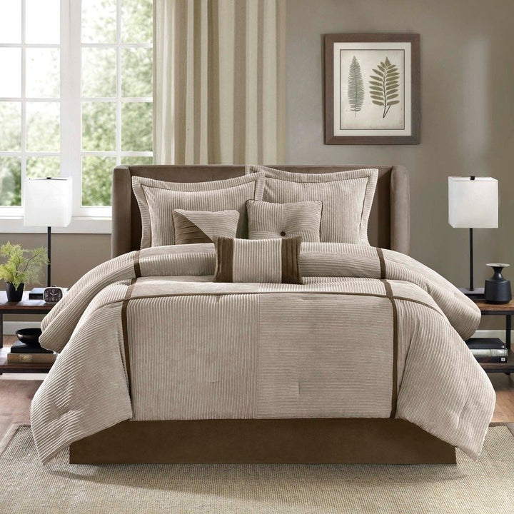 Gracie Mills Barlow 7-Piece Comforter Set in Taupe and Chocolte Brown - GRACE-3212 Image 4