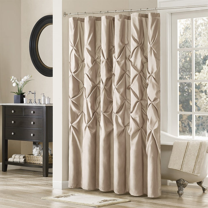 Gracie Mills Shelby Semi-Sheer Lightweight Faux Silk Tufted Shower Curtain - GRACE-3799 Image 3