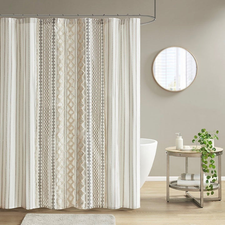 Gracie Mills Modesto Chenille Stripd Cotton Printed Shower Curtain - GRACE-13523 Image 3