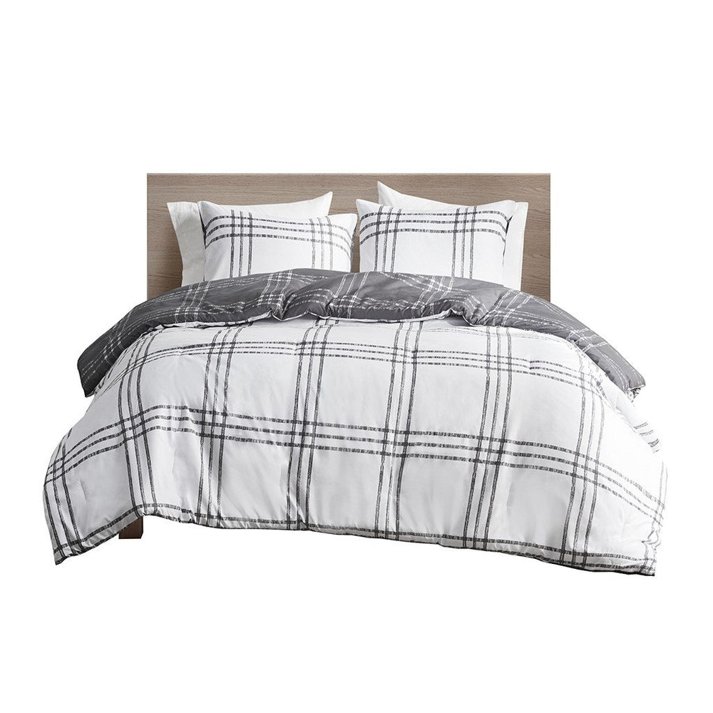 Gracie Mills Merryn Reversible Plaid Comforter Set Twin Gray White GRACE-14534 Image 2