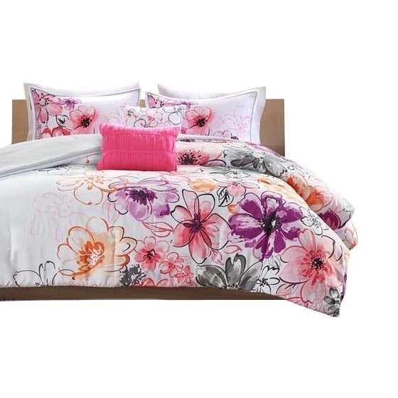 Gracie Mills Floral Print Comforter Set Queen GRACE-4919 Premium Bedding Set Image 1