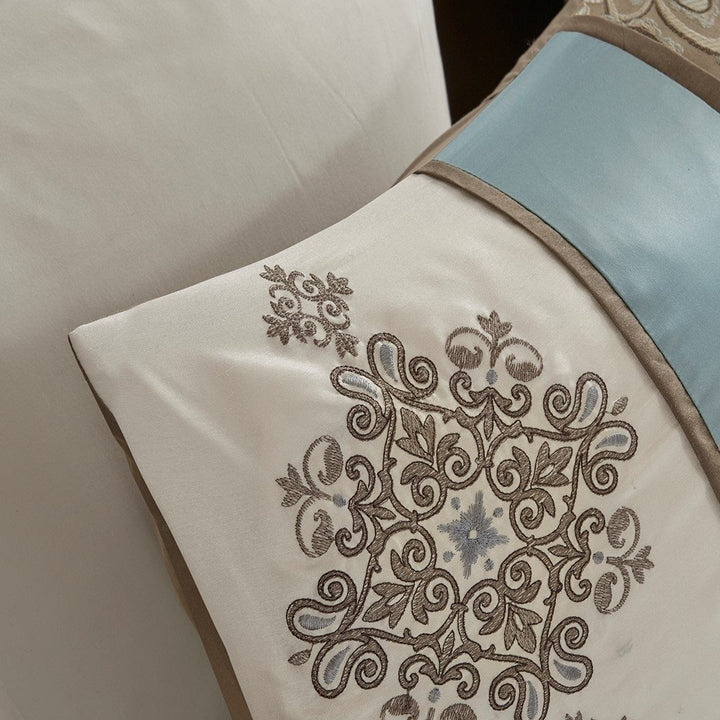 Gracie Mills Garret 7-Piece Comforter Set Paisley Jacquard Blue Brown Ivory GRACE-8144 Image 4