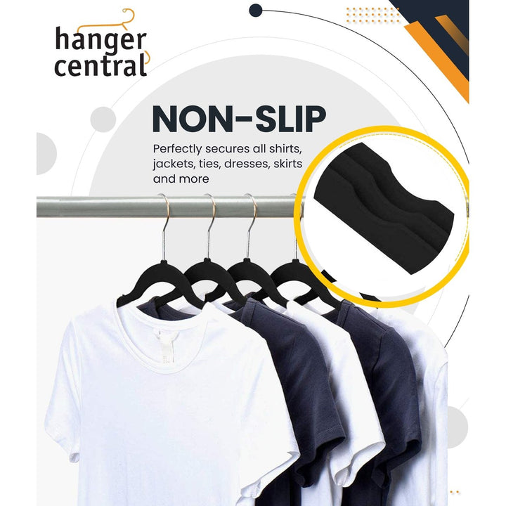 Velvet Heavy Weight Clothing Hanger, 50 Pack, Black Image 5