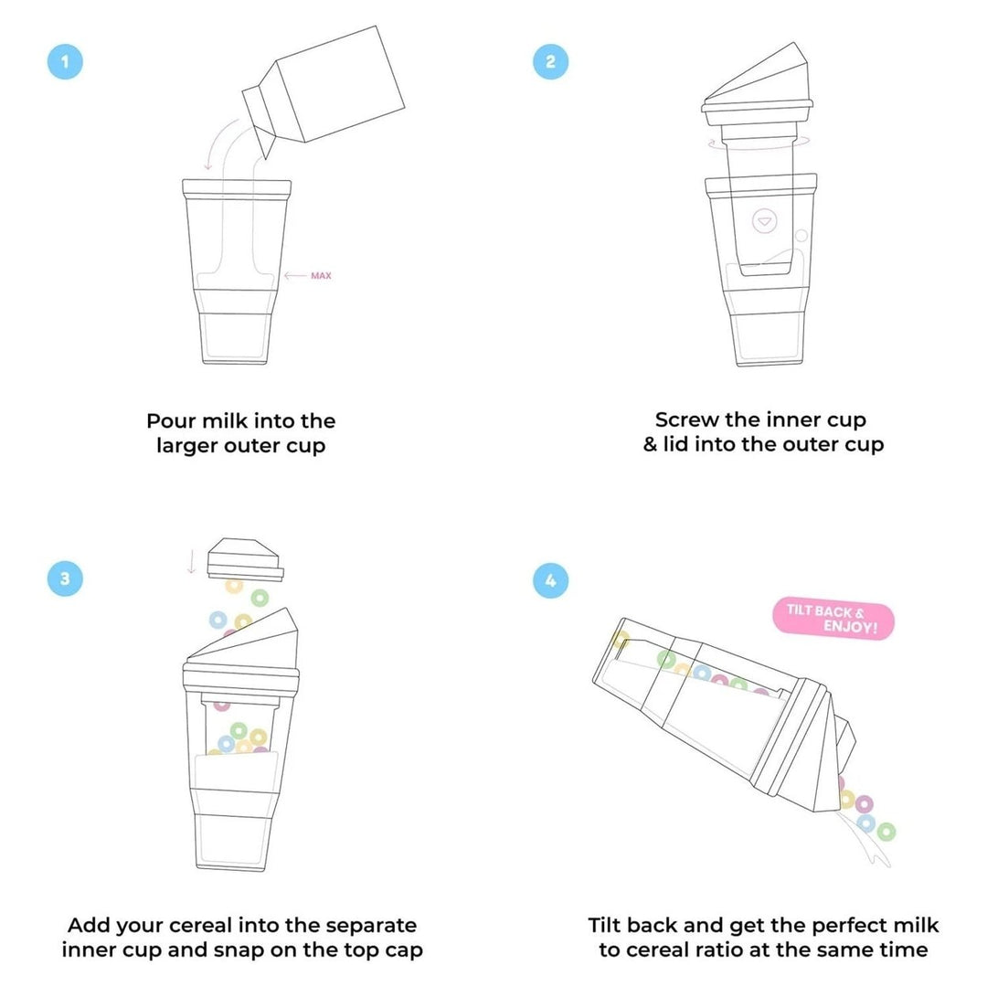 XL White: Portable Plastic Cereal Cup for Breakfast on the Go, Bpa-Free and Dishwasher-Safe Image 7