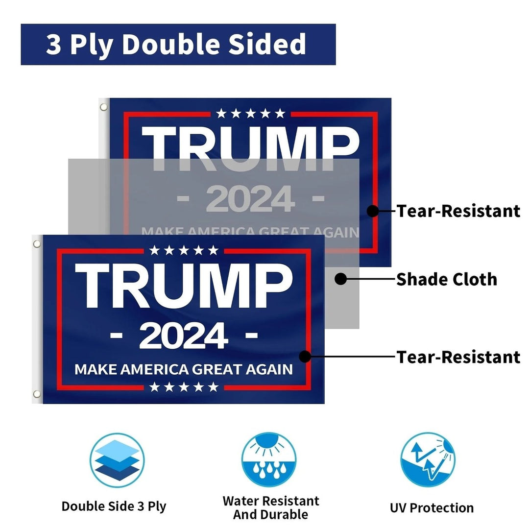 "Trump 2024 Double-Sided Outdoor Flag - 3x5 ft, 3 Ply Material for Patio" Image 9