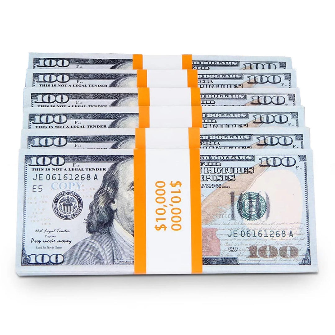 100 Pcs Prop , 10,000 Bills Realistic Play Money,Back to School Supplies Clearance Toys Party Supplies for Kids Image 1