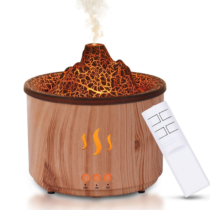 Essential Oil Diffuser,400Ml Flame Diffuser, Air Humidifier with Remote Control,For Bedroom Home, Wood Color Image 1