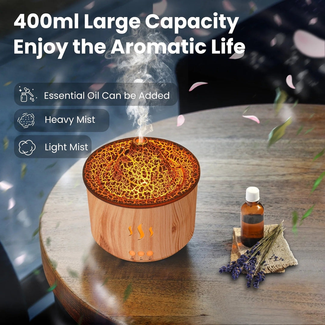 Essential Oil Diffuser,400Ml Flame Diffuser, Air Humidifier with Remote Control,For Bedroom Home, Wood Color Image 3