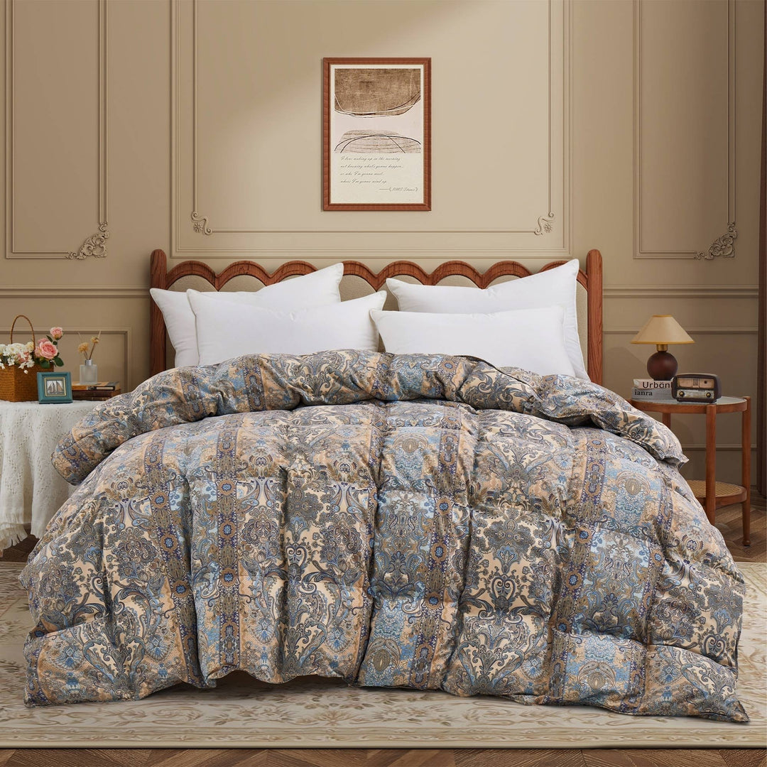 Goose Down Comforter All-Season Paisley Print Twin Full Queen King Cal King Image 4