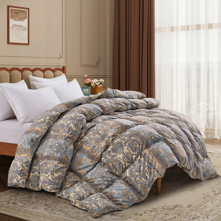 Goose Down Comforter All-Season Paisley Print Twin Full Queen King Cal King Image 5