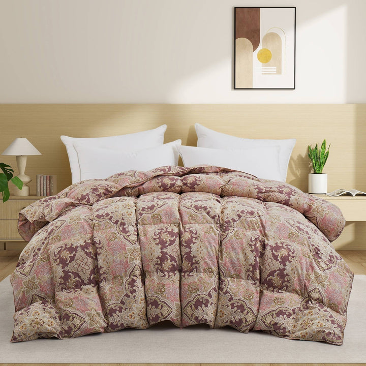 Goose Down Comforter All-Season Paisley Print Twin Full Queen King Cal King Image 6