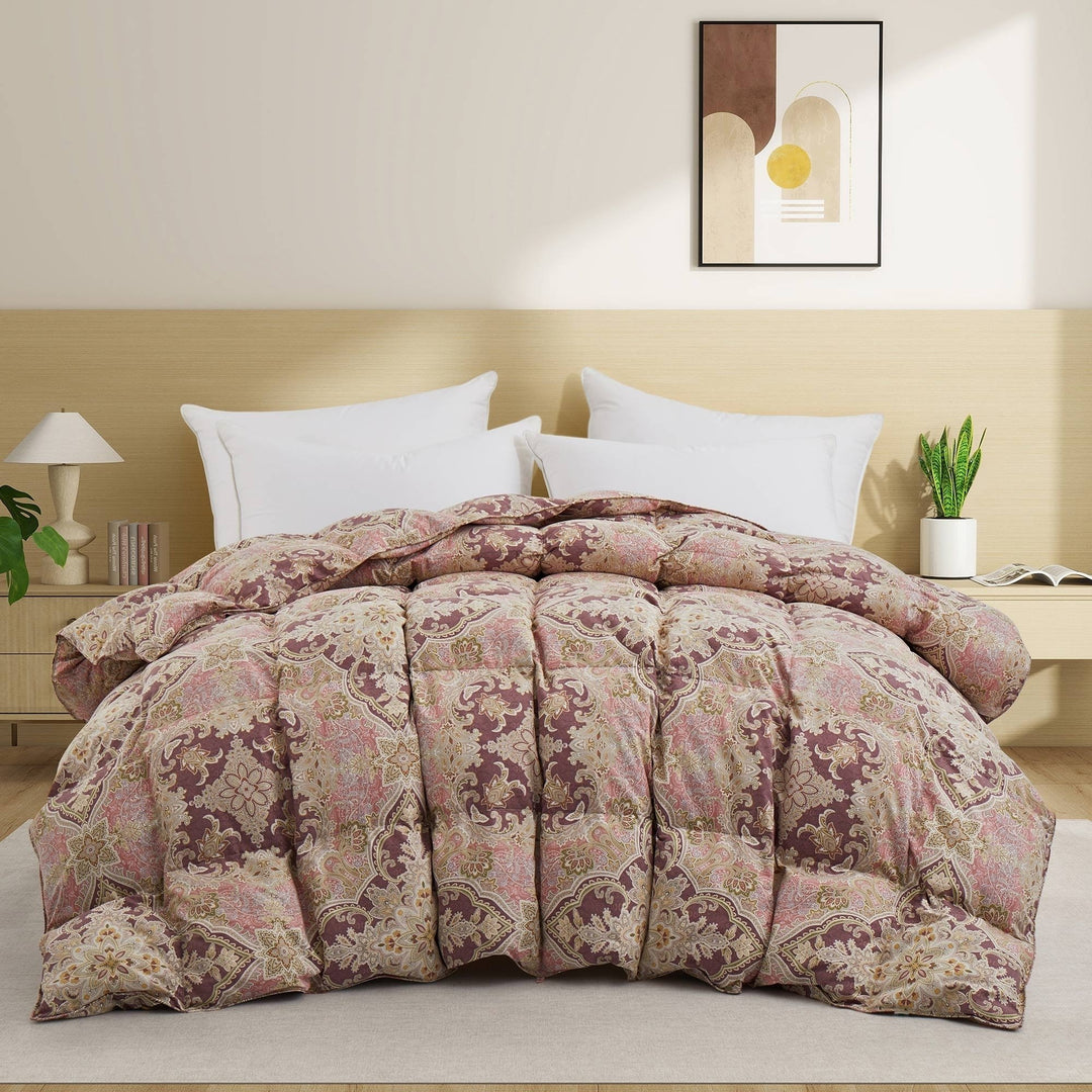 Goose Down Comforter All-Season Paisley Print Twin Full Queen King Cal King Image 1