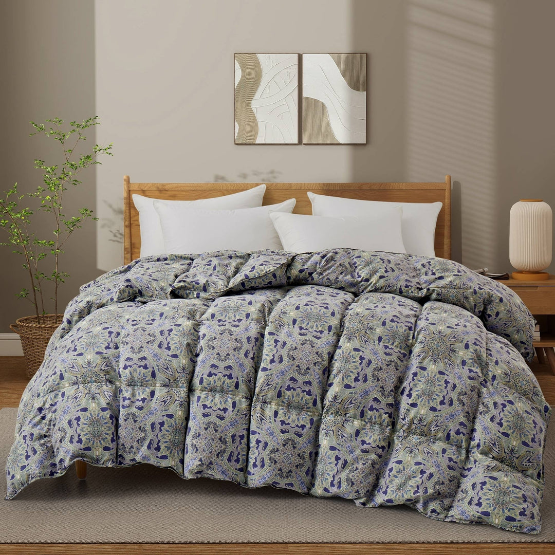 Goose Down Comforter All-Season Paisley Print Twin Full Queen King Cal King Image 12