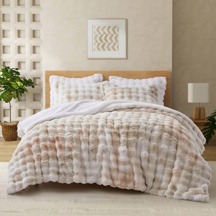 Ultra-Soft Faux faux Comforter Set Queen King Cozy Warm Polyester Pillowcases Image 1