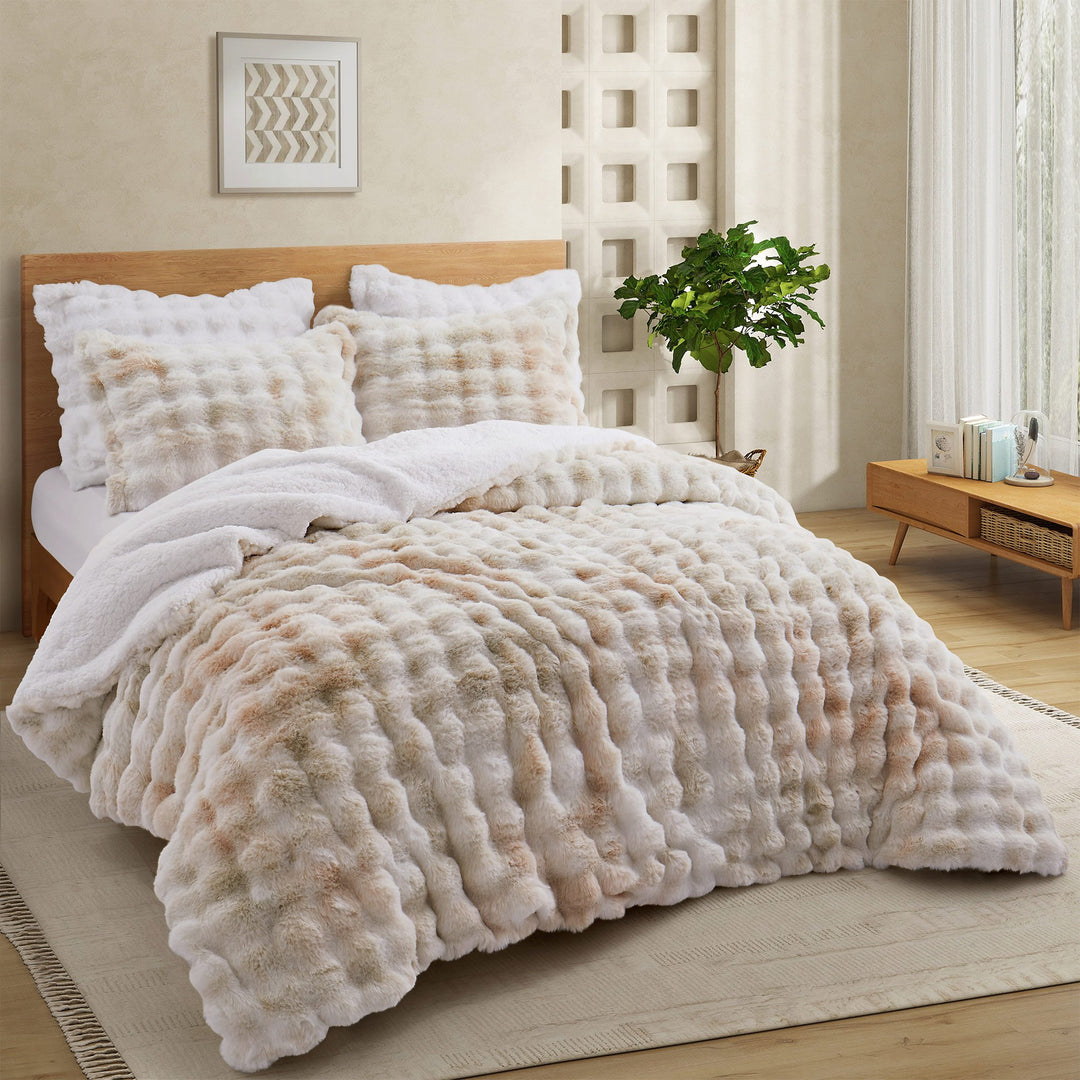 Ultra-Soft Faux faux Comforter Set Queen King Cozy Warm Polyester Pillowcases Image 2