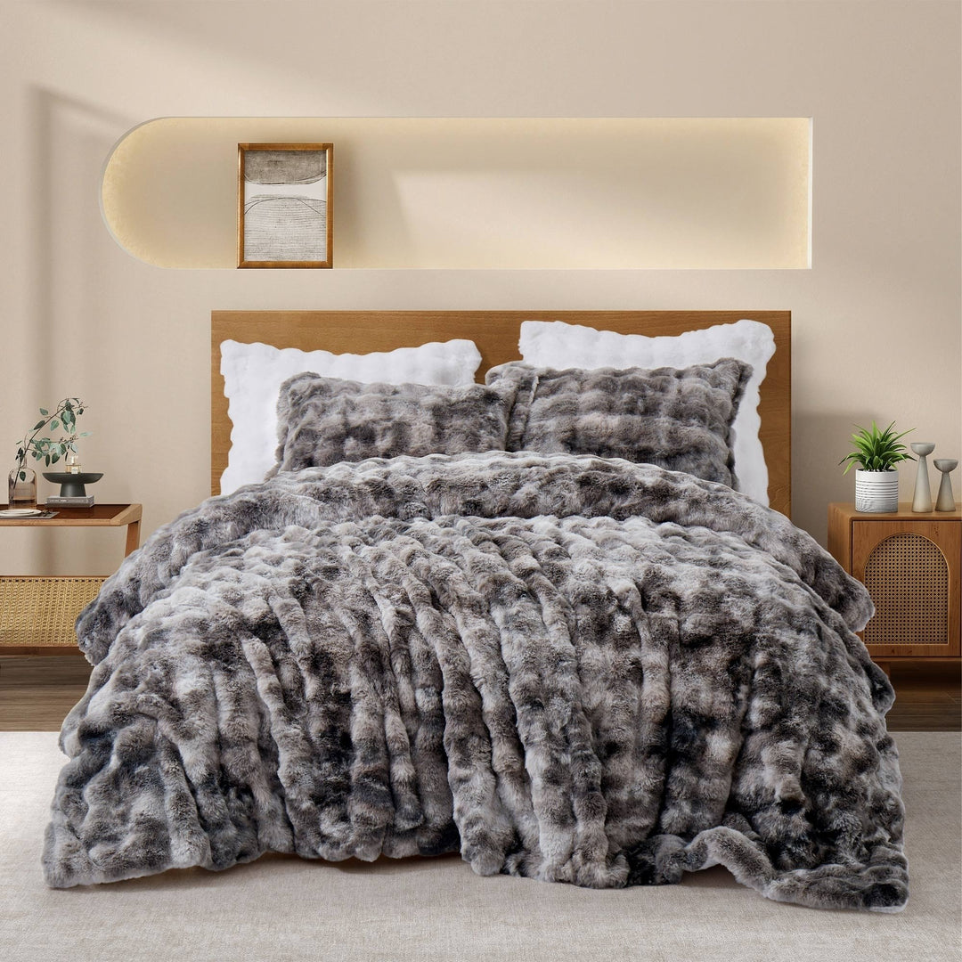 Ultra-Soft Faux faux Comforter Set Queen King Cozy Warm Polyester Pillowcases Image 5