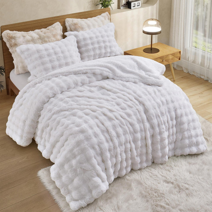 Ultra-Soft Faux faux Comforter Set Queen King Cozy Warm Polyester Pillowcases Image 1